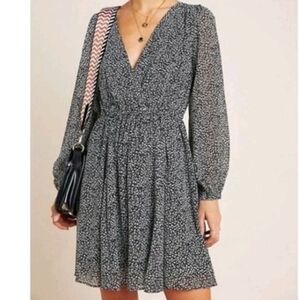 ANTHROPOLOGIE! MAEVE *CAROLYN* BLACK & WHITE PRINT DRESS-LARGE